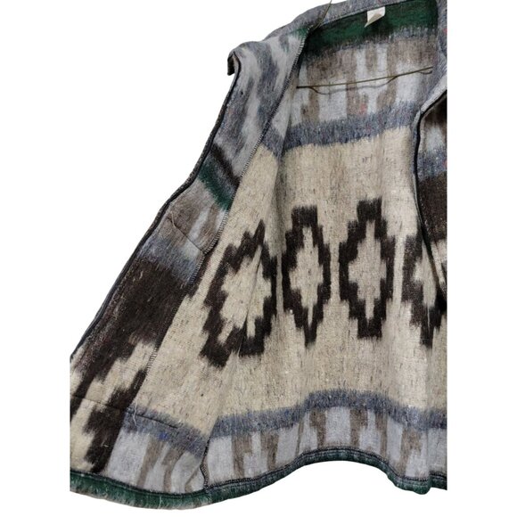 Molina Indian Drawin Southwestern Aztec Zip Up Fleece/Felted Jacket Vintage - Picture 4 of 12
